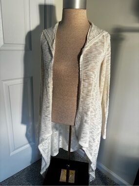 Blu Pepper Cream Open-Front Hooded Cardigan